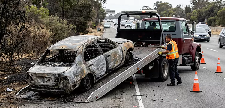 Fire-Damaged Wrecked Car Removal in San Antonio